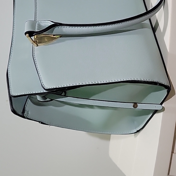 Large satchel bag shoulder bag light blue with light light green shade - Picture 9 of 14